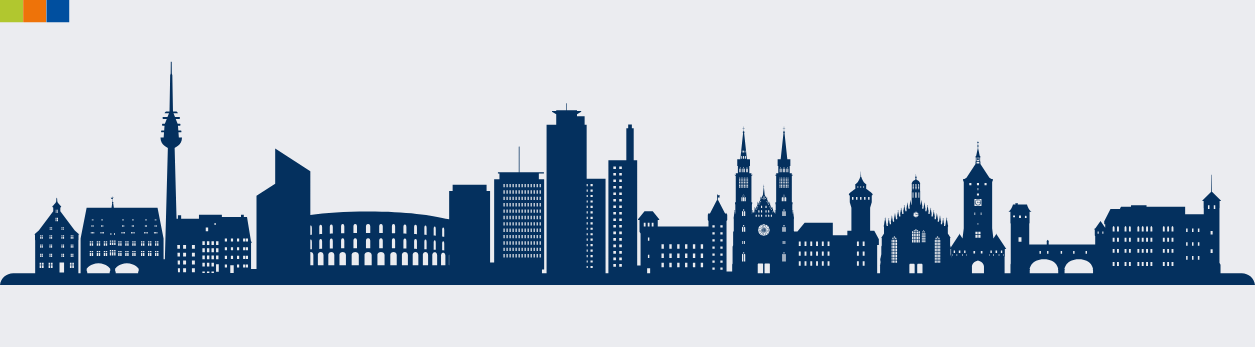 Skyline von Nürnberg mit historischen und modernen Gebäuden, symbolisch für Tradition und berufliche Perspektiven in der Region.